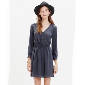 Grey Silk Faux wrap dress by Madewell